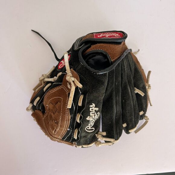 Rawlings PP100DP Youth 10in Left hand fit Baseball Mitt, Black, Brown, - Picture 2 of 4